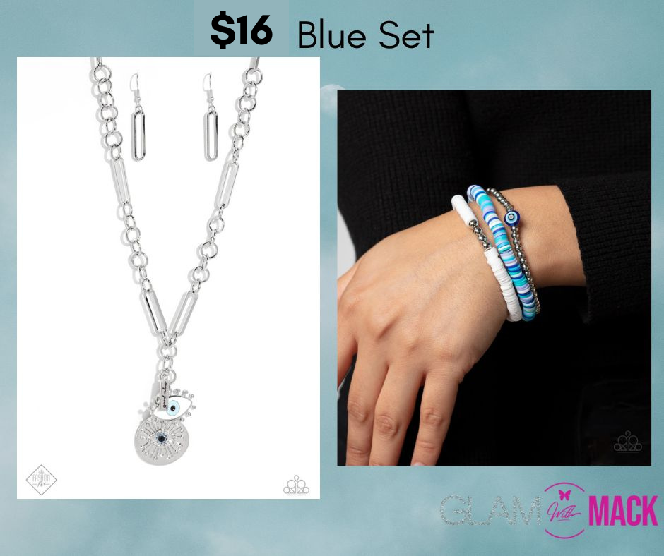 Paparazzi Blue Eye Necklace and Bracelet Set