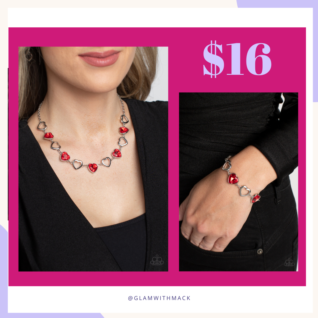 Paparazzi Heart Necklace and Bracelet Set