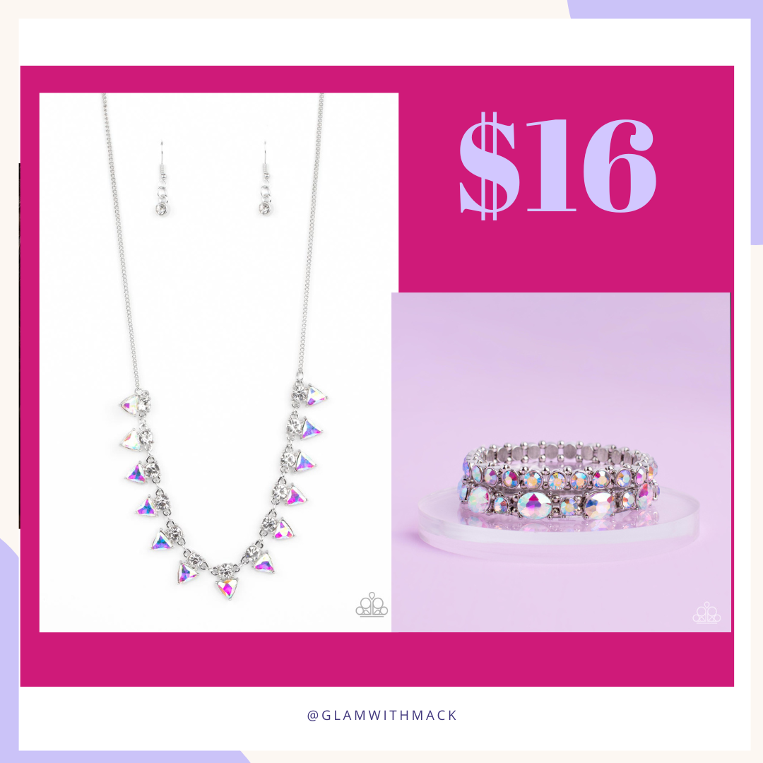 Dainty Necklace & Bracelet Set ~ Iridescent