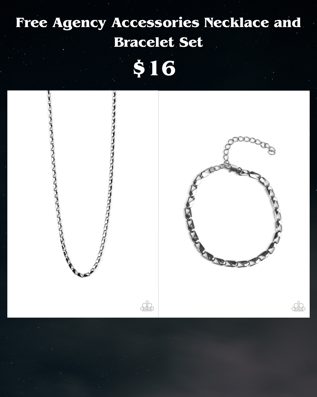 Free Agency Accessories Necklace and Bracelet Set - Black