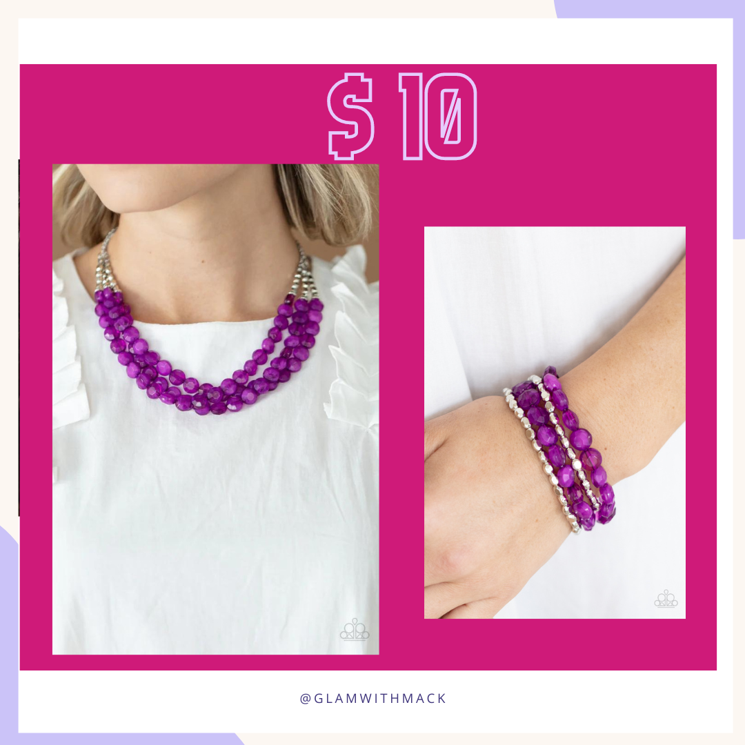 Paparazzi ♥ Seaside Siesta - Purple♥ Necklace & Bracelet
