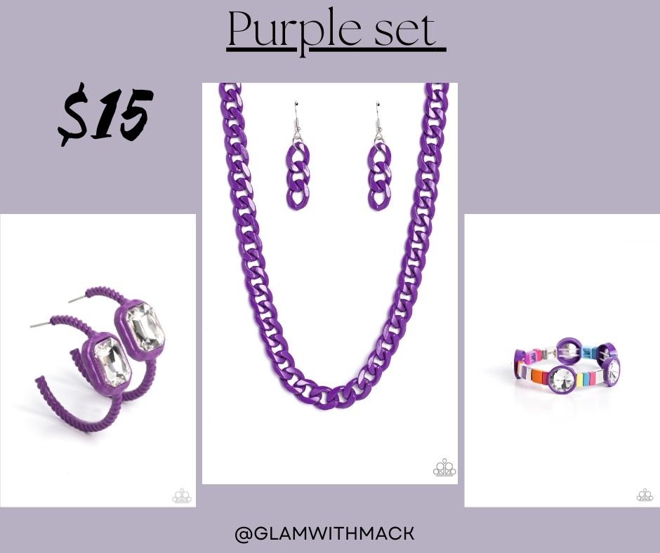 Purple Chain necklace, bracelet, & earring Set – Studio Bling by Glam ...
