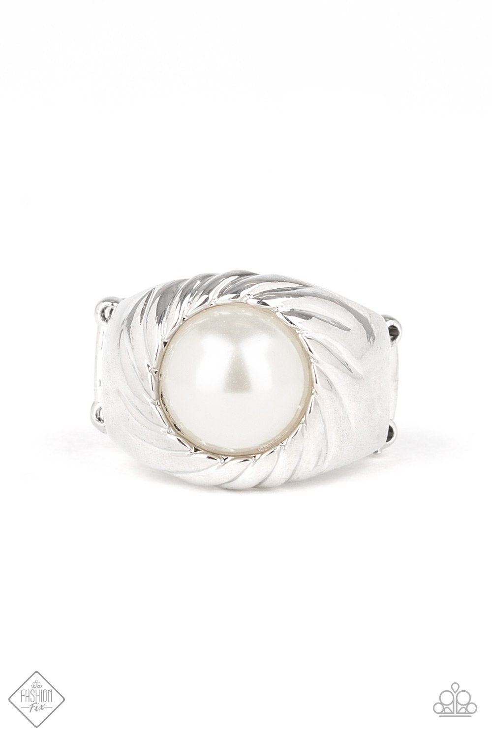 Paparazzi Wall Street Whimsical White - Ring - Fashion Fix Exclusive September 2019
