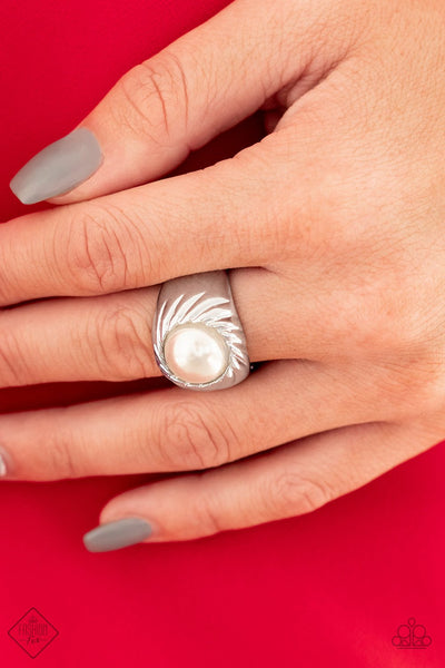 Paparazzi Wall Street Whimsical White - Ring - Fashion Fix Exclusive September 2019