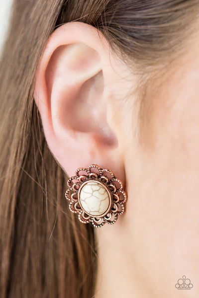 Paparazzi ♥ Turn To Stone - Copper ♥ Post Earrings