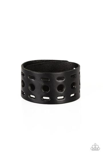 Paparazzi Free RANGER - Black Leather - Snap Bracelet
