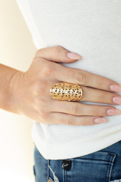 Paparazzi Ring ~ Full Out Frill - Gold