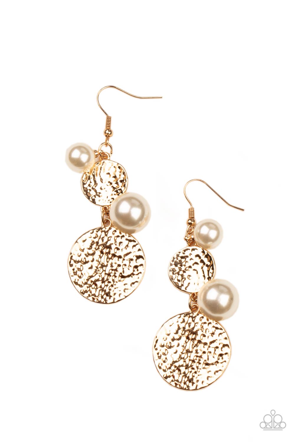 Paparazzi ♥ Pearl Dive - Gold ♥ Earrings