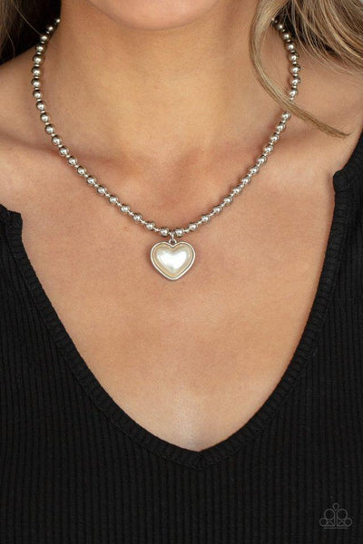 Paparazzi Necklace ~ Heart Full of Fancy - White