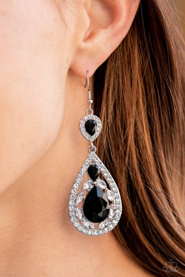 Paparazzi Posh Pageantry - Black - Earrings - Life of the Party Exclusive January 2022
