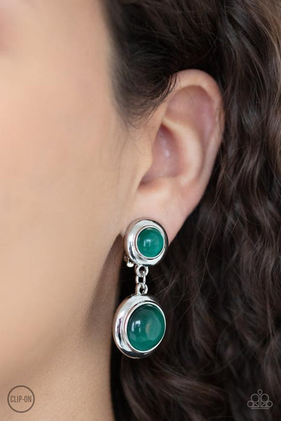 Paparazzi Subtle Smolder - Green - Clip On Earrings