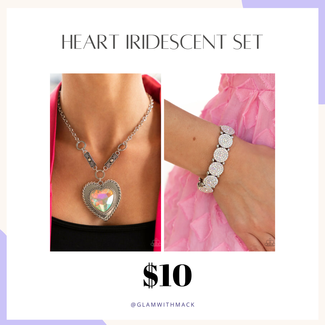 Iridescent Set Heart Necklace