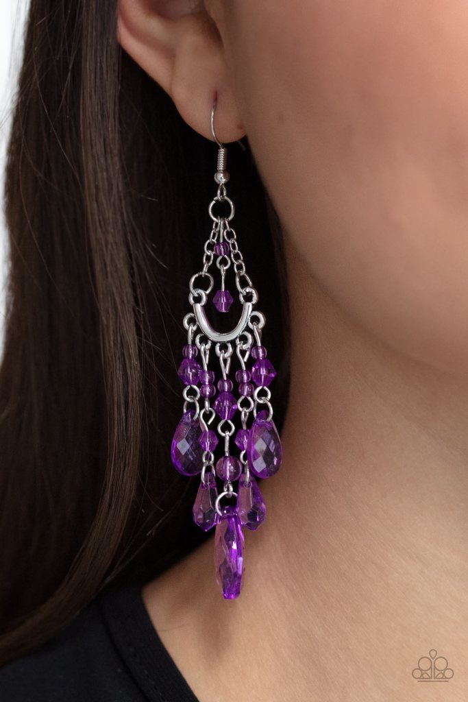 Paparazzi earrings Paid Vacation - Purple
